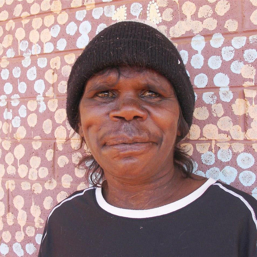 Aboriginal Artwork by Shirley Napanangka Martin, Puturlu Jukurrpa (Mt Theo Dreaming), 30x30cm