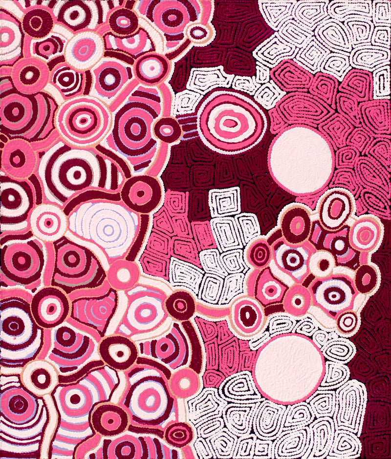 Aboriginal Artwork by Shonelle Napurrurla Stafford, Lukarrara Jukurrpa, 107x91cm