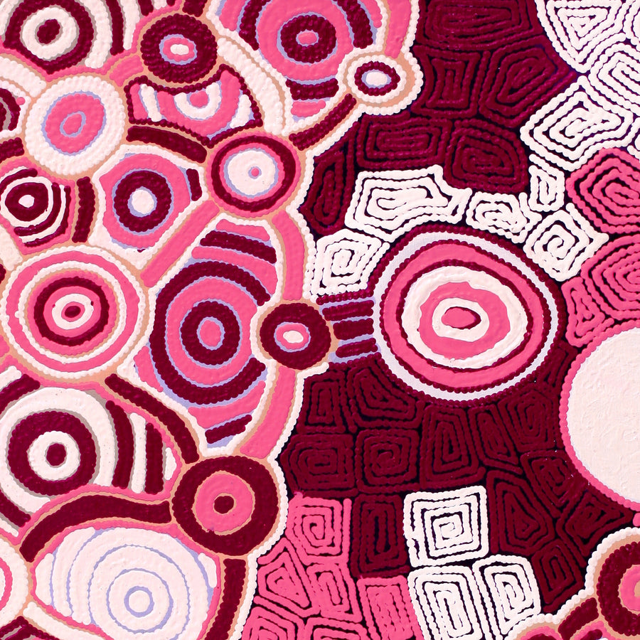Aboriginal Artwork by Shonelle Napurrurla Stafford, Lukarrara Jukurrpa, 107x91cm