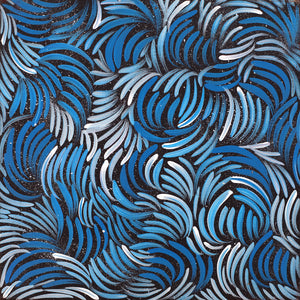 Aboriginal Artwork by Shonelle Napurrurla Stafford, Lukarrara Jukurrpa (Desert Fringe-rush Seed Dreaming), 30x30cm - ART ARK®