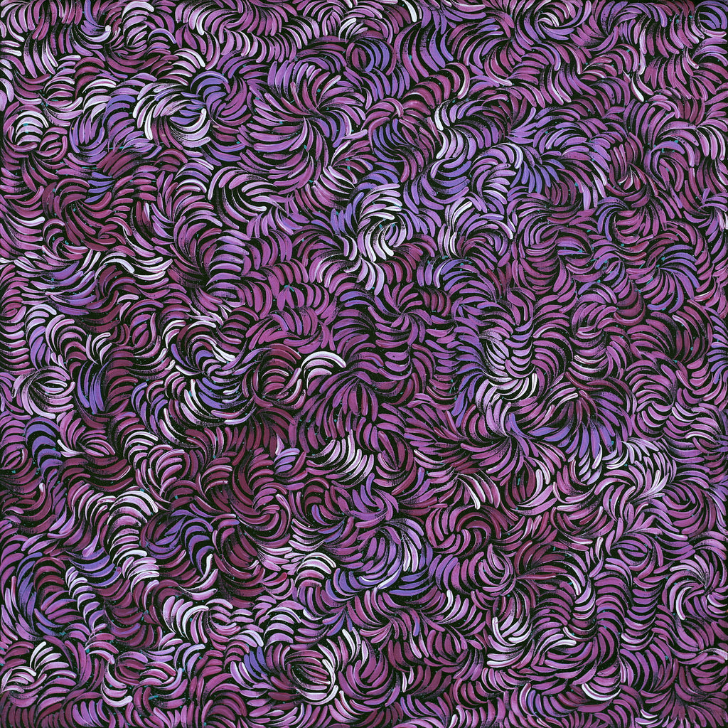 Aboriginal Artwork by Shonelle Napurrurla Stafford, Lukarrara Jukurrpa (Desert Fringe-rush Seed Dreaming), 61x61cm - ART ARK®