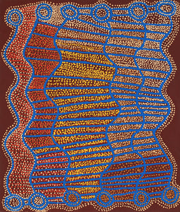 Aboriginal Art by Shorty Jangala Robertson, Ngapa Jukurrpa (Water Dreaming) - Puyurru, 107x91cm - ART ARK®