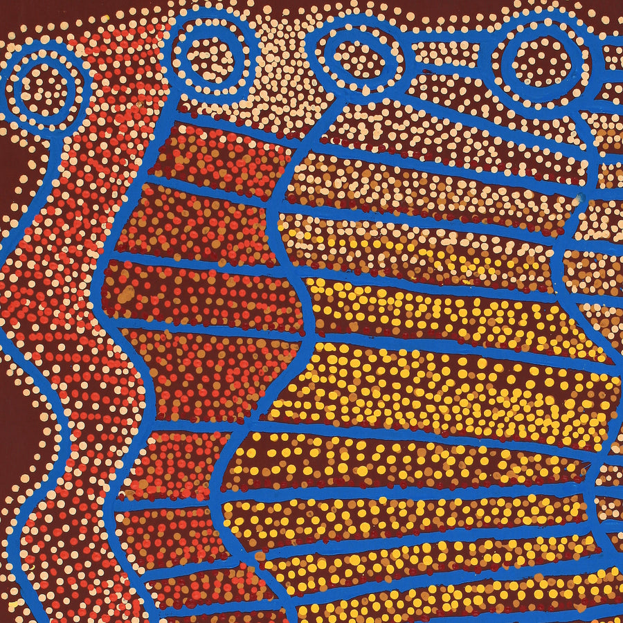 Aboriginal Artwork by Shorty Jangala Robertson, Ngapa Jukurrpa (Water Dreaming) - Puyurru, 107x91cm