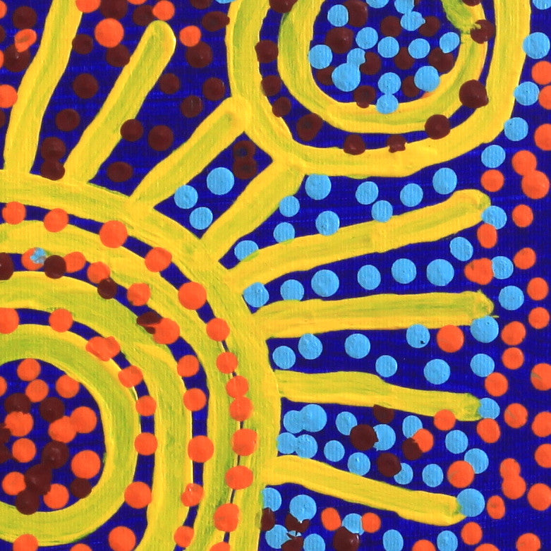 Aboriginal Artwork by Shorty Jangala Robertson, Ngapa Jukurrpa (Water Dreaming) - Puyurru, 30x30cm
