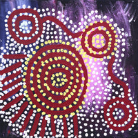 Aboriginal Artwork by Shorty Jangala Robertson, Ngapa Jukurrpa (Water Dreaming) - Puyurru, 30.5x30.5cm