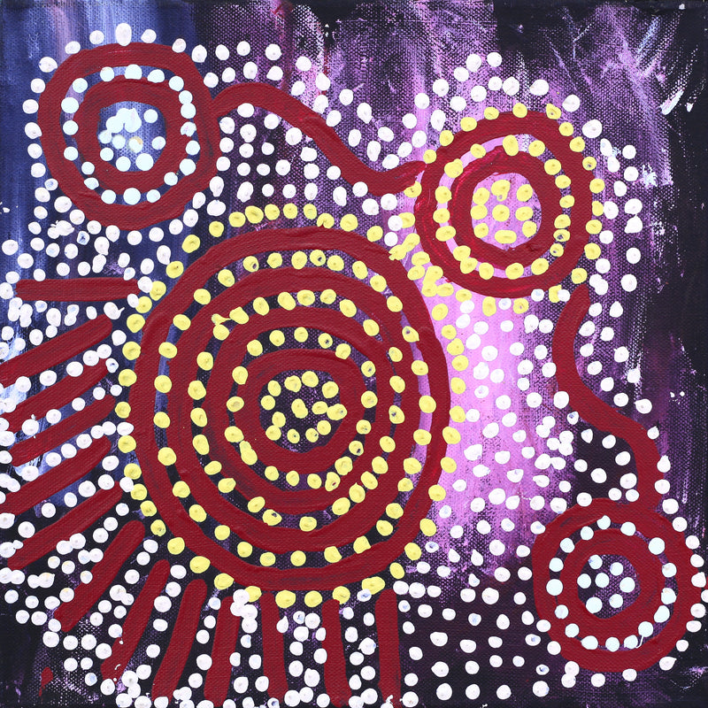 Aboriginal Artwork by Shorty Jangala Robertson, Ngapa Jukurrpa (Water Dreaming) - Puyurru, 30.5x30.5cm