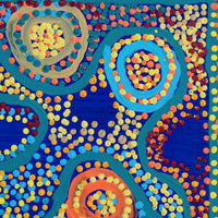 Aboriginal Artwork by Shorty Jangala Robertson, Ngapa Jukurrpa (Water Dreaming) - Puyurru, 30x30cm