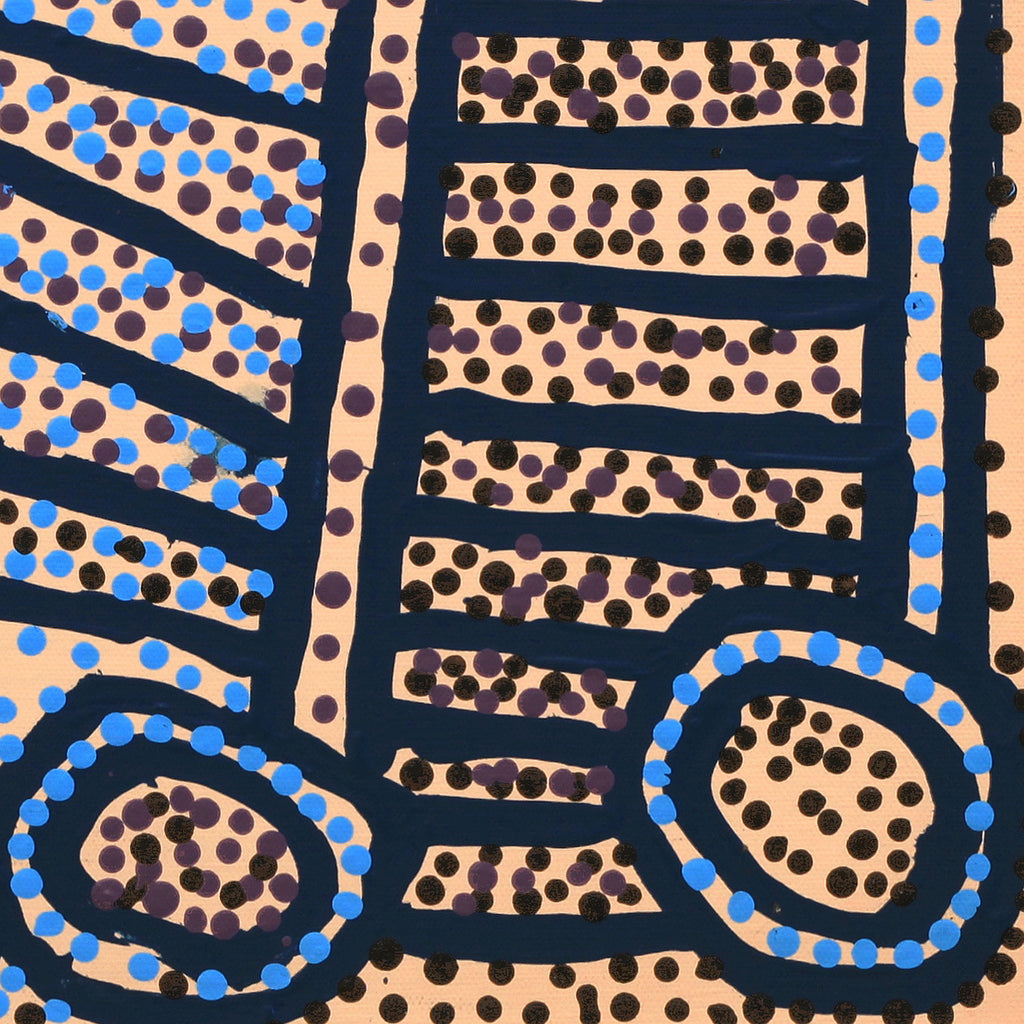 Aboriginal Artwork by Shorty Jangala Robertson, Ngapa Jukurrpa (Water Dreaming) - Puyurru, 30.5x30.5cm