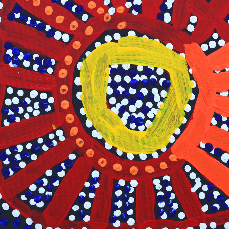 Aboriginal Artwork by Shorty Jangala Robertson, Ngapa Jukurrpa (Water Dreaming) - Puyurru, 30x30cm