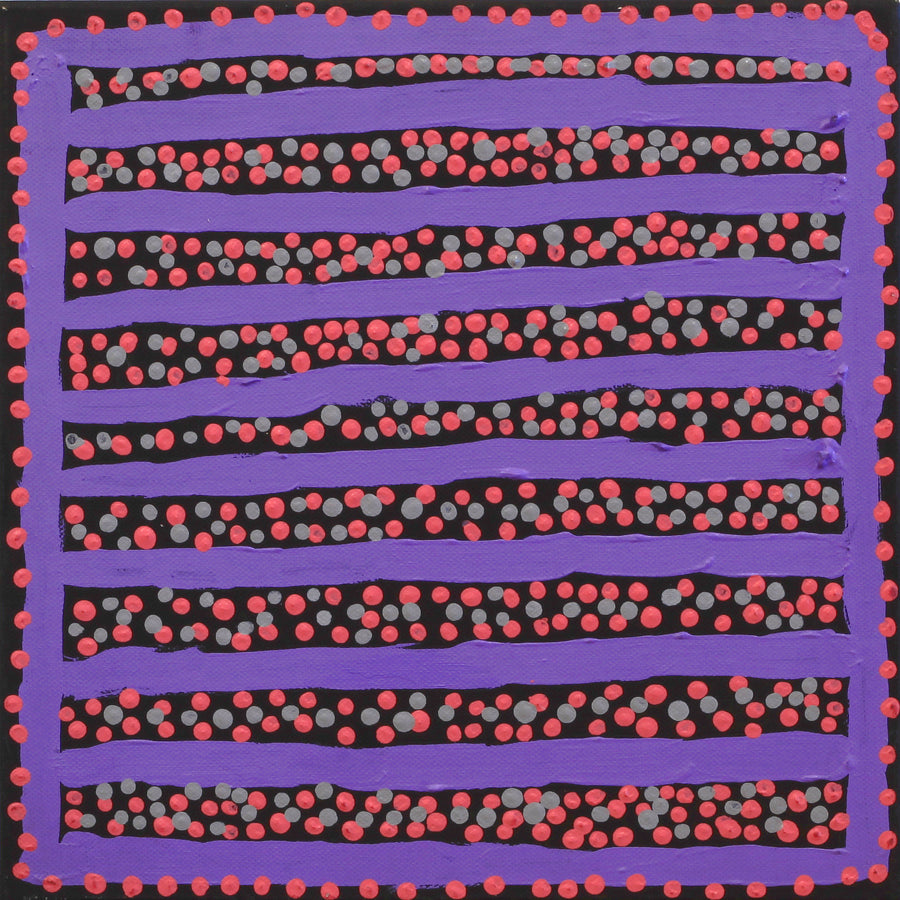 Aboriginal Artwork by Shorty Jangala Robertson, Ngapa Jukurrpa (Water Dreaming) - Puyurru, 30.5x30.5cm