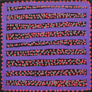 Aboriginal Artwork by Shorty Jangala Robertson, Ngapa Jukurrpa (Water Dreaming) - Puyurru, 30.5x30.5cm - ART ARK®