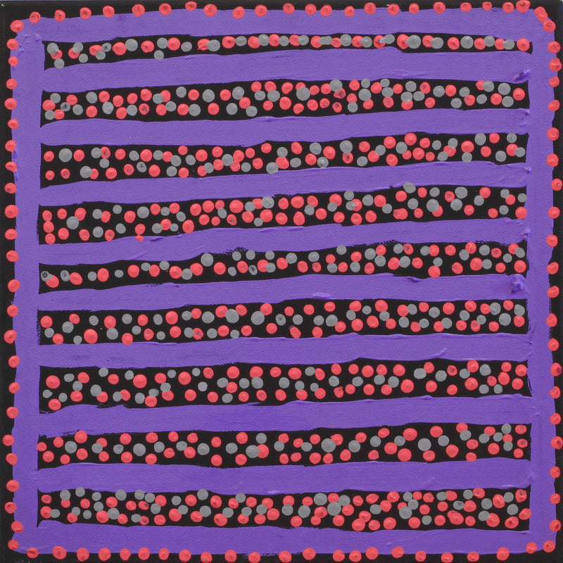 Aboriginal Artwork by Shorty Jangala Robertson, Ngapa Jukurrpa (Water Dreaming) - Puyurru, 30.5x30.5cm
