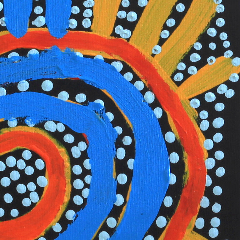 Aboriginal Artwork by Shorty Jangala Robertson, Ngapa Jukurrpa (Water Dreaming) - Puyurru, 30x30cm