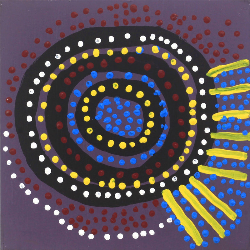 Aboriginal Artwork by Shorty Jangala Robertson, Ngapa Jukurrpa (Water Dreaming) - Puyurru, 30x30cm