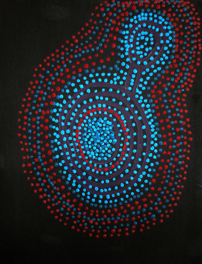 Aboriginal Artwork by Shorty Jangala Robertson, Ngapa Jukurrpa (Water Dreaming)  -  Puyurru, 61x46cm - ART ARK®