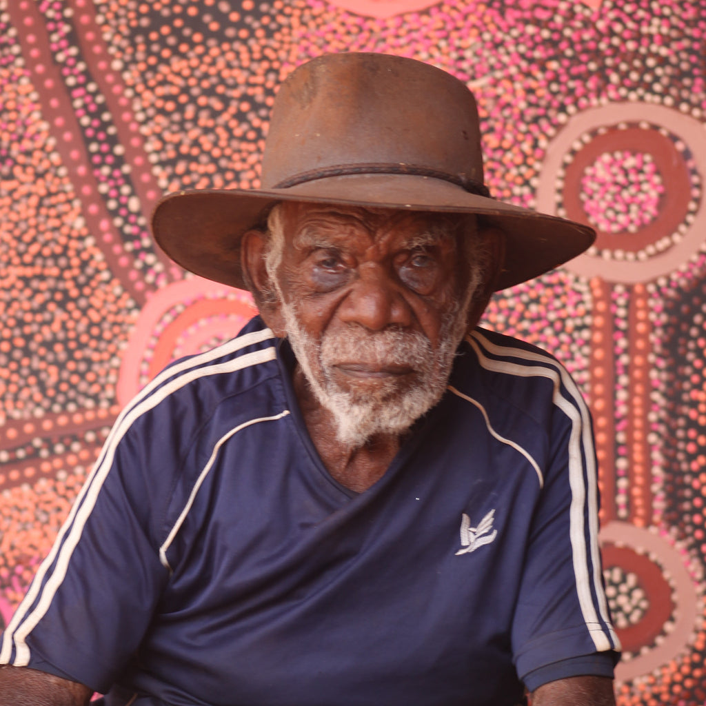 Aboriginal Artwork by Shorty Jangala Robertson, Ngapa Jukurrpa (Water Dreaming) - Puyurru, 30.5x30.5cm - ART ARK®