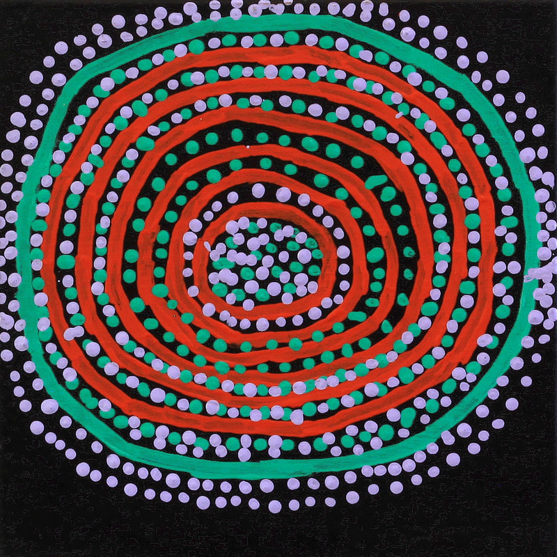 Aboriginal Artwork by Shorty Jangala Robertson, Ngapa Jukurrpa (Water Dreaming) - Puyurru, 30.5x30.5cm