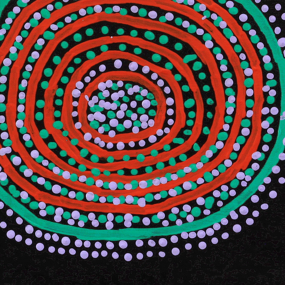 Aboriginal Artwork by Shorty Jangala Robertson, Ngapa Jukurrpa (Water Dreaming) - Puyurru, 30.5x30.5cm