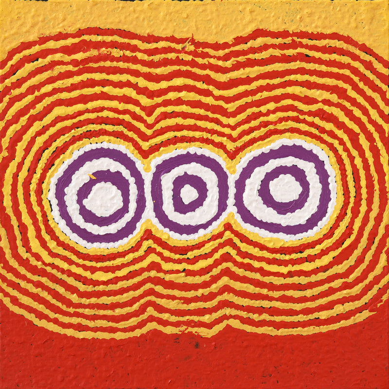 Aboriginal Artwork by Simone Nampijinpa Brown, Ngapa Jukurrpa (Water Dreaming) - Puyurru, 30x30cm