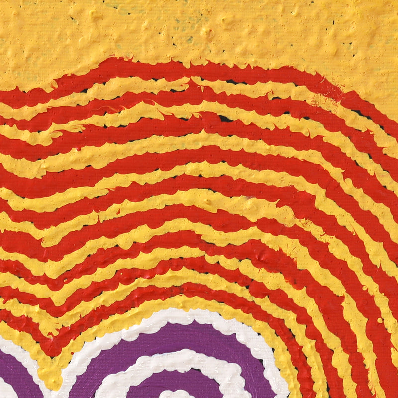 Aboriginal Artwork by Simone Nampijinpa Brown, Ngapa Jukurrpa (Water Dreaming) - Puyurru, 30x30cm