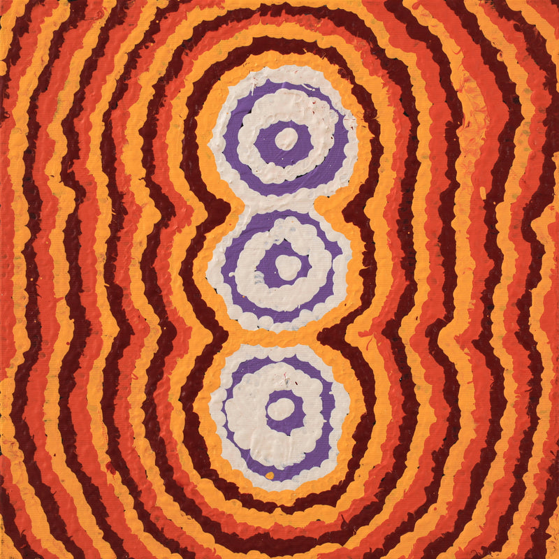 Aboriginal Artwork by Simone Nampijinpa Brown, Ngapa Jukurrpa (Water Dreaming) - Puyurru, 30x30cm