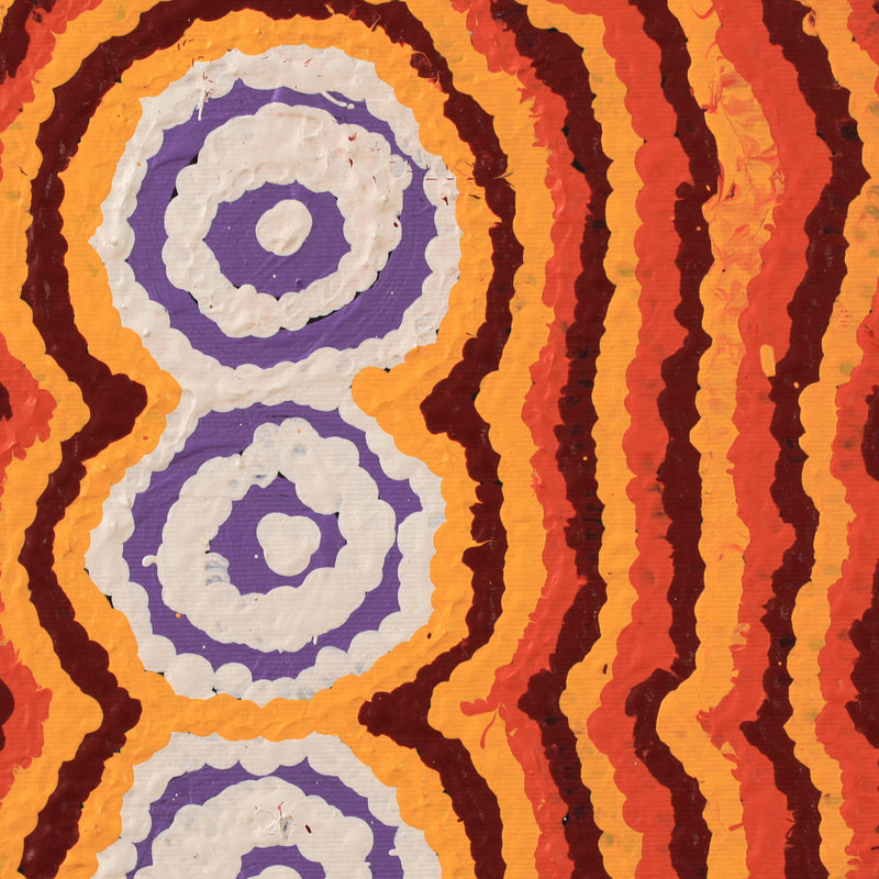 Aboriginal Artwork by Simone Nampijinpa Brown, Ngapa Jukurrpa (Water Dreaming) - Puyurru, 30x30cm