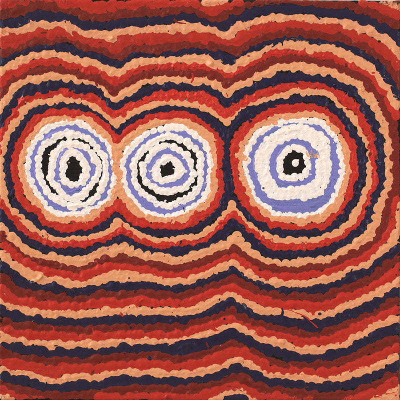 Aboriginal Artwork by Simone Nampijinpa Brown, Ngapa Jukurrpa (Water Dreaming) - Puyurru, 30x30cm