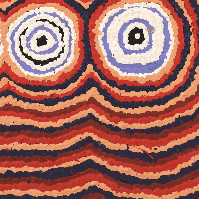 Aboriginal Artwork by Simone Nampijinpa Brown, Ngapa Jukurrpa (Water Dreaming) - Puyurru, 30x30cm