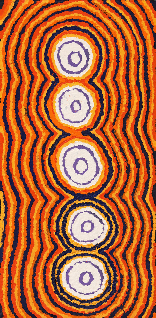 Aboriginal Artwork by Simone Nampijinpa Brown, Ngapa Jukurrpa (Water Dreaming) - Puyurru, 61x30cm