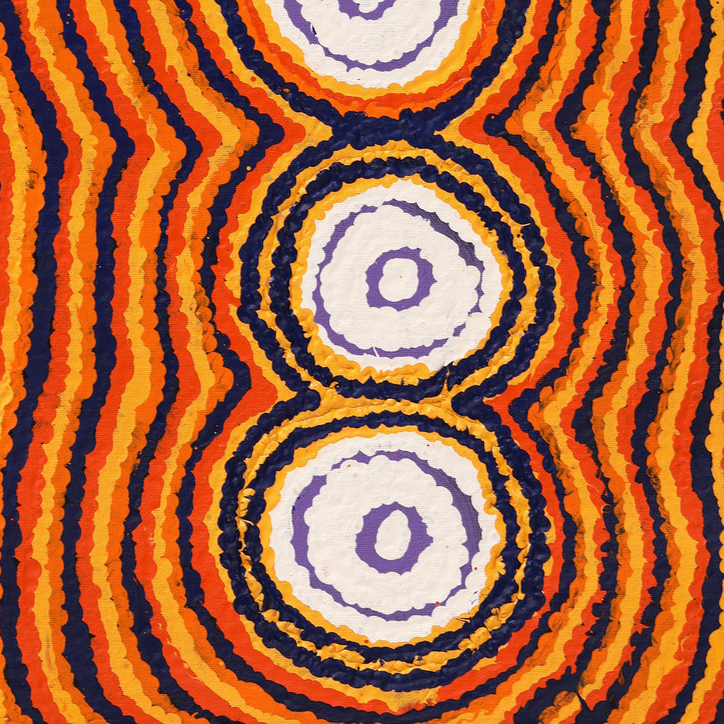 Aboriginal Artwork by Simone Nampijinpa Brown, Ngapa Jukurrpa (Water Dreaming) - Puyurru, 61x30cm