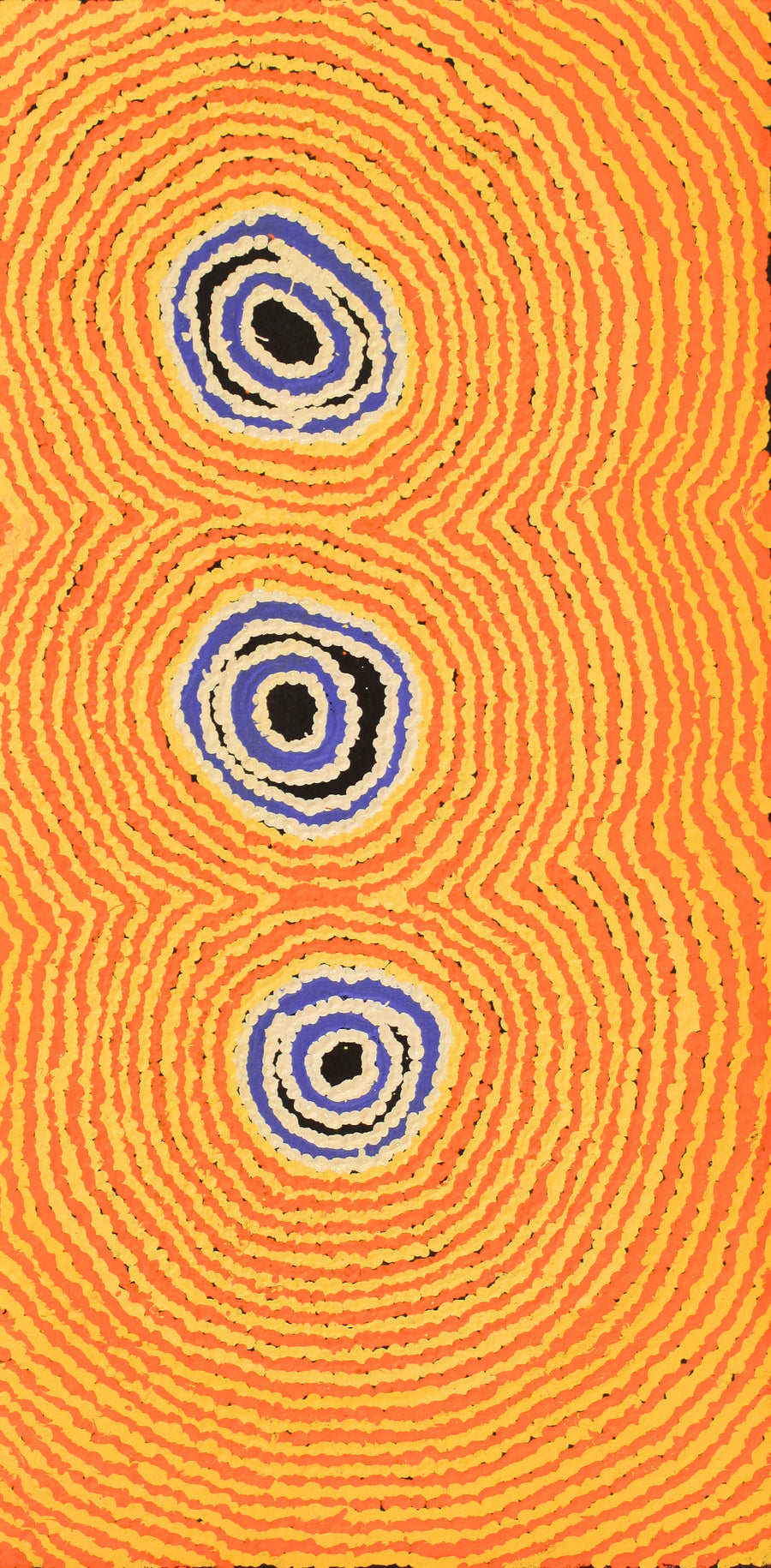 Aboriginal Artwork by Simone Nampijinpa Brown, Ngapa Jukurrpa (Water Dreaming) - Puyurru, 61x30cm