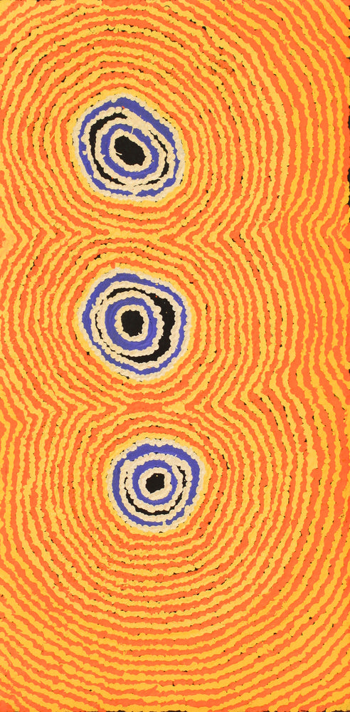 Aboriginal Artwork by Simone Nampijinpa Brown, Ngapa Jukurrpa (Water Dreaming) - Puyurru, 61x30cm