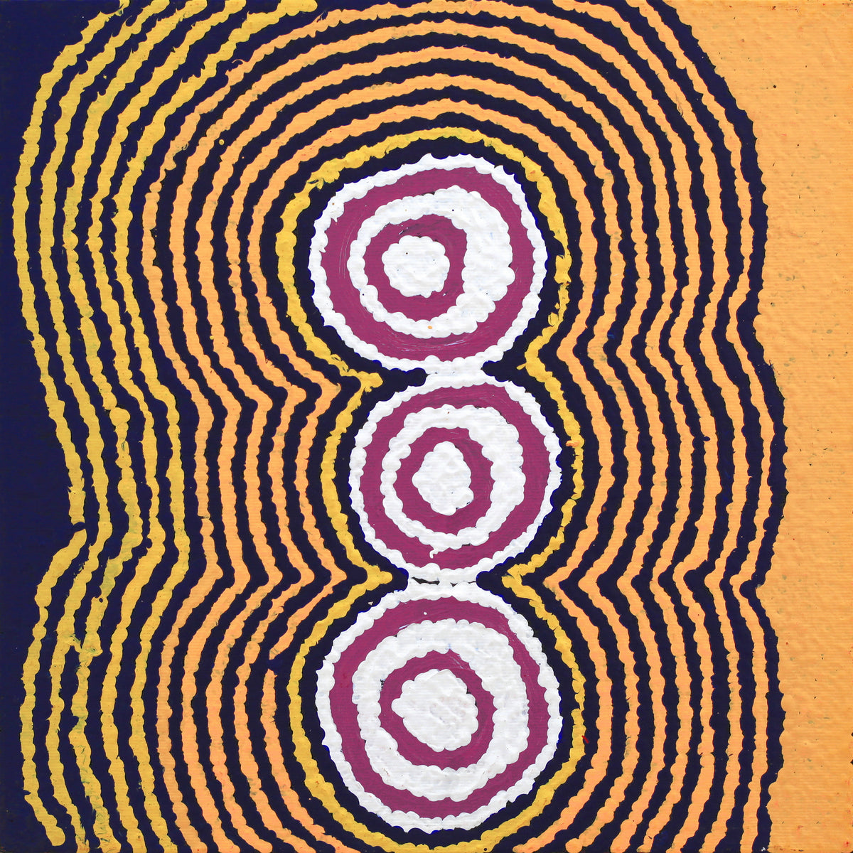 Aboriginal Art by Simone Nampijinpa Brown, Ngapa Jukurrpa (Water Dreaming) - Puyurru, 30x30cm - ART ARK®