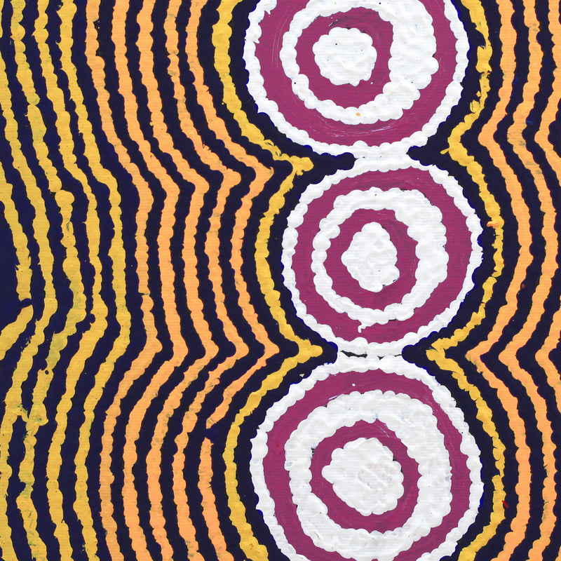 Aboriginal Artwork by Simone Nampijinpa Brown, Ngapa Jukurrpa (Water Dreaming) - Puyurru, 30x30cm