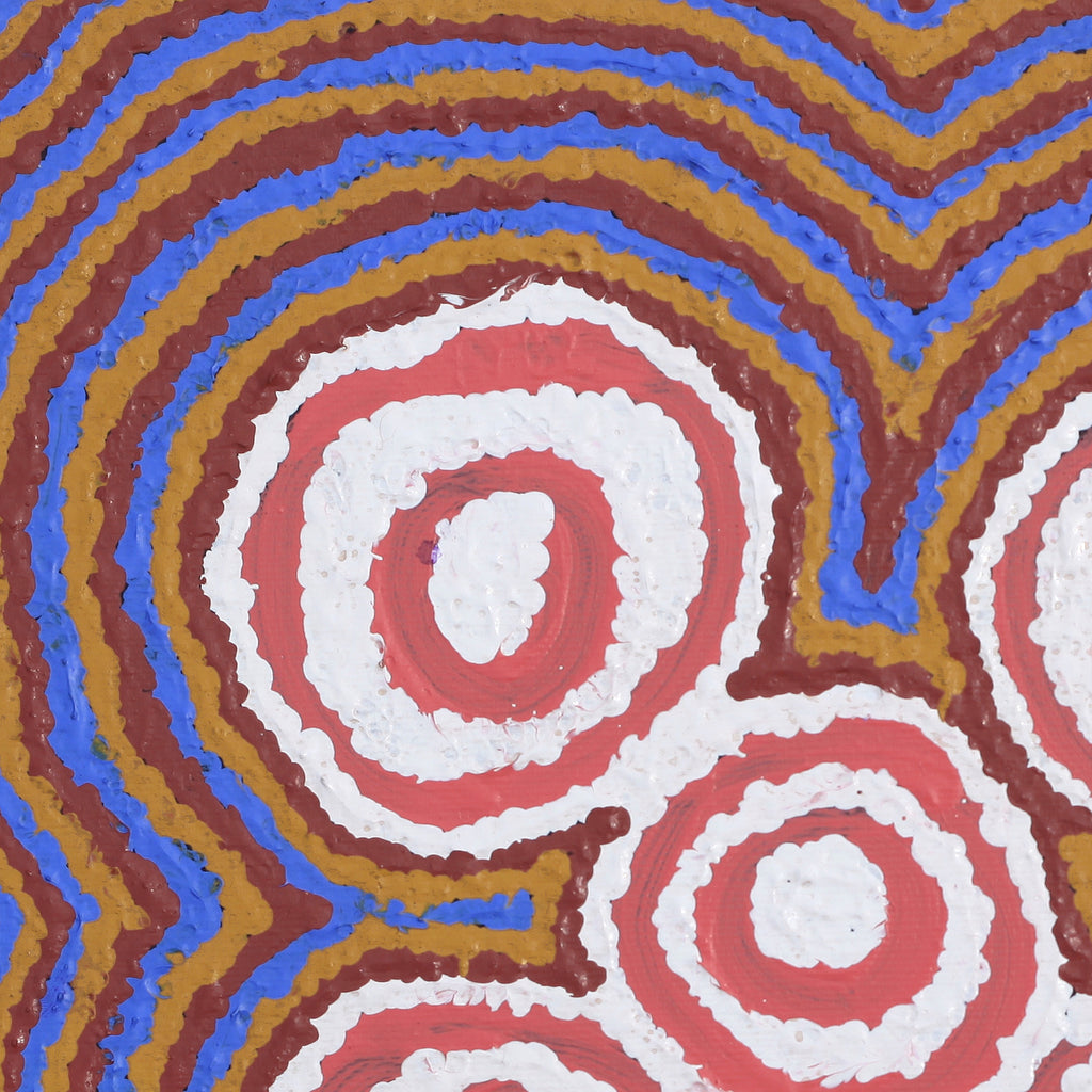 Aboriginal Artwork by Simone Nampijinpa Brown, Ngapa Jukurrpa (Water Dreaming) - Puyurru, 30x30cm