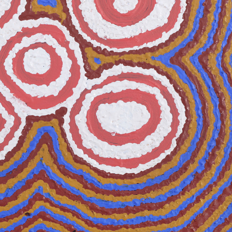 Aboriginal Artwork by Simone Nampijinpa Brown, Ngapa Jukurrpa (Water Dreaming) - Puyurru, 30x30cm