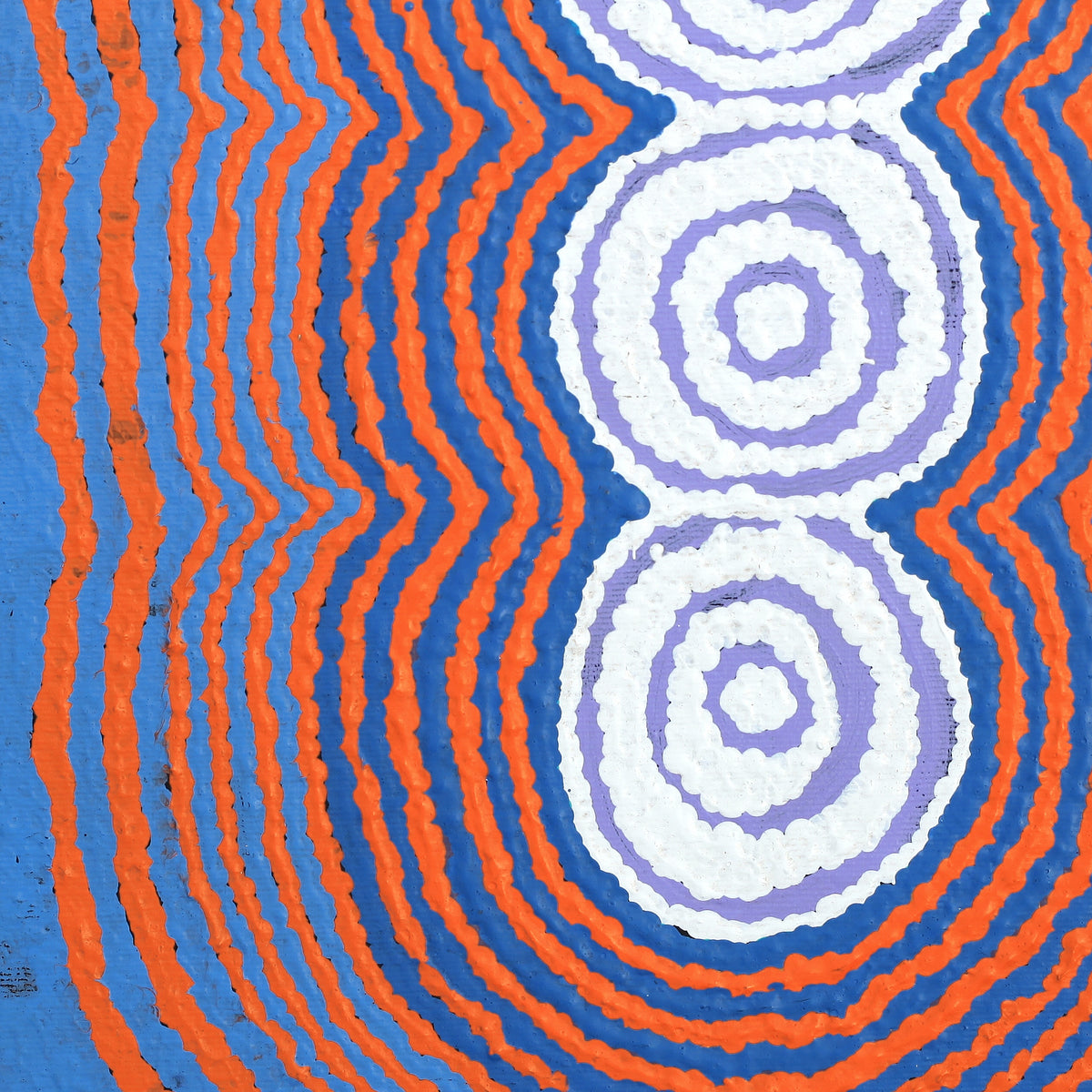 Aboriginal Artwork by Simone Nampijinpa Brown, Ngapa Jukurrpa (Water Dreaming) - Puyurru, 30x30cm