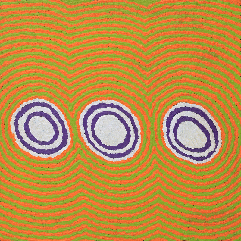 Aboriginal Artwork by Simone Nampijinpa Brown, Ngapa Jukurrpa (Water Dreaming) - Puyurru, 30x30cm