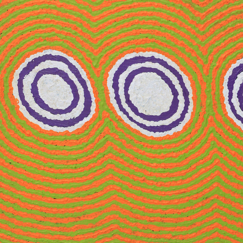 Aboriginal Artwork by Simone Nampijinpa Brown, Ngapa Jukurrpa (Water Dreaming) - Puyurru, 30x30cm
