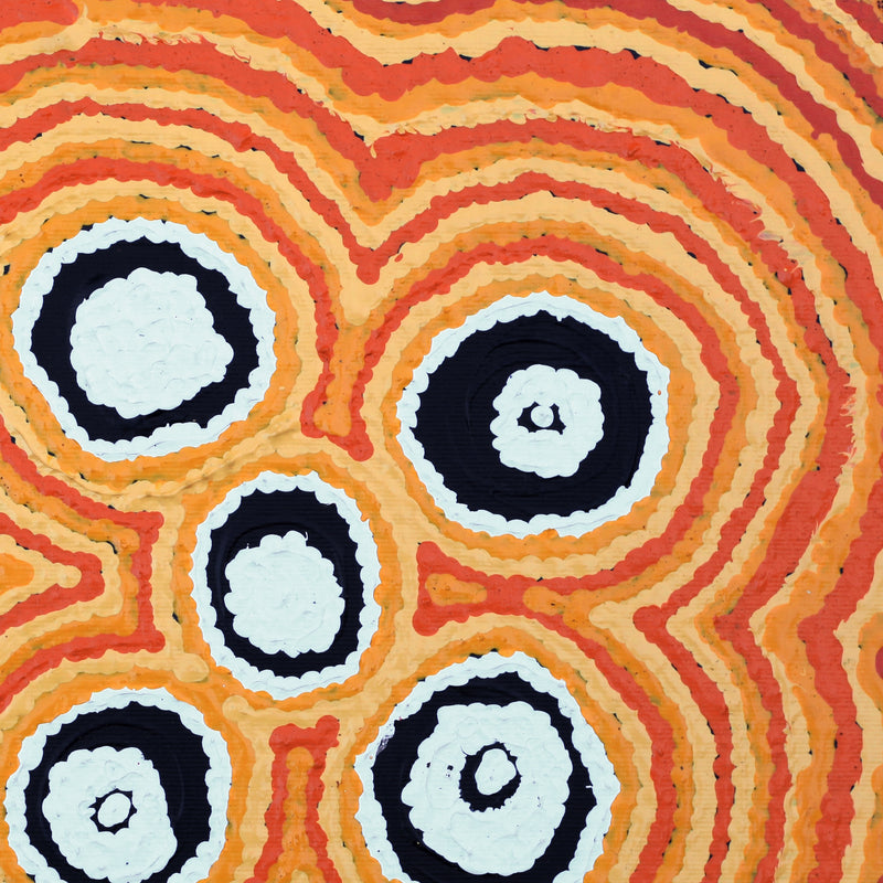 Aboriginal Artwork by Simone Nampijinpa Brown, Ngapa Jukurrpa (Water Dreaming) - Puyurru, 30x30cm