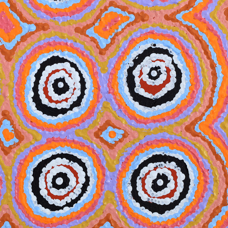 Aboriginal Artwork by Simone Nampijinpa Brown, Ngapa Jukurrpa (Water Dreaming) - Puyurru, 30x30cm