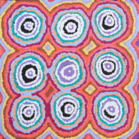 Aboriginal Artwork by Simone Nampijinpa Brown, Ngapa Jukurrpa (Water Dreaming) - Puyurru, 30x30cm