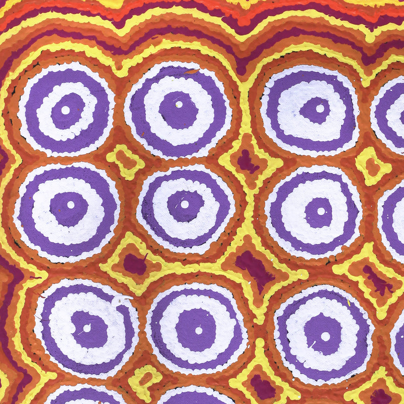 Aboriginal Artwork by Simone Nampijinpa Brown, Ngapa Jukurrpa (Water Dreaming) - Puyurru, 46x46cm