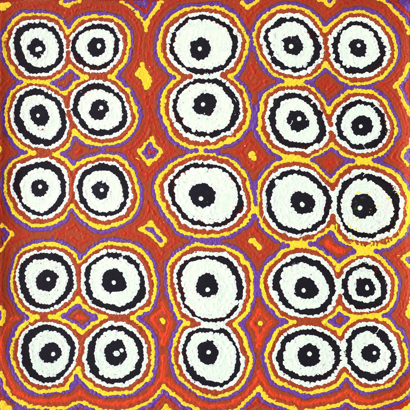 Aboriginal Artwork by Simone Nampijinpa Brown, Ngapa Jukurrpa (Water Dreaming) - Puyurru, 46x46cm