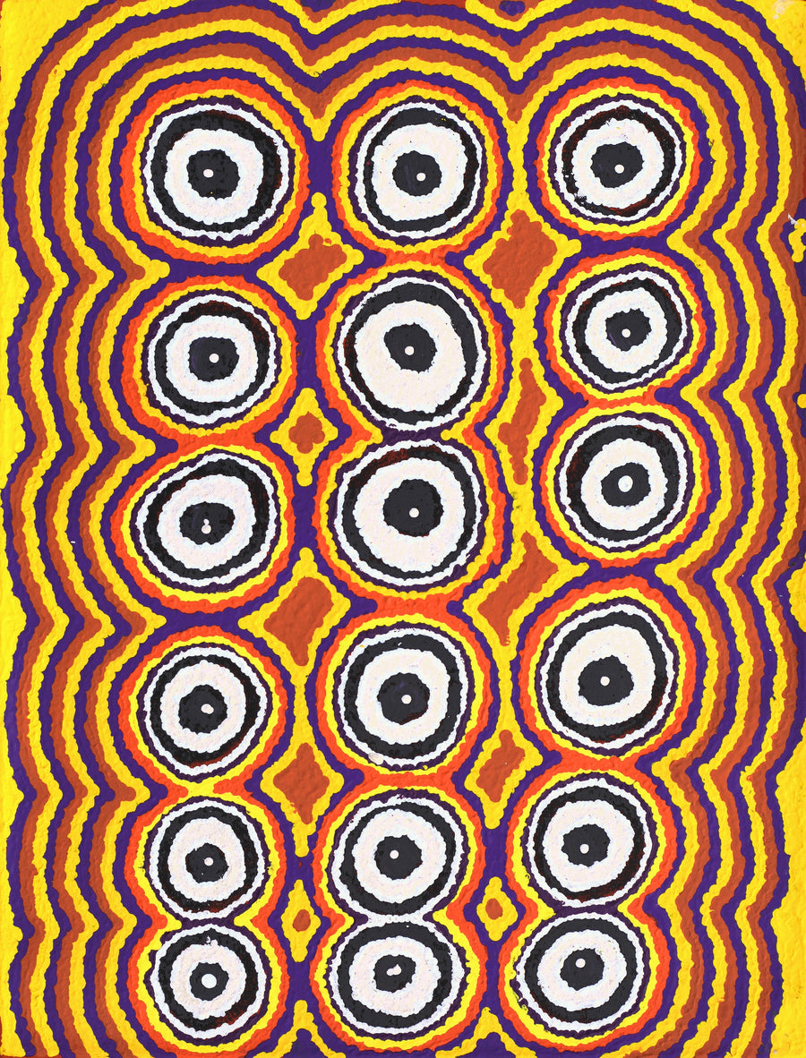Aboriginal Artwork by Simone Nampijinpa Brown, Ngapa Jukurrpa (Water Dreaming) - Puyurru, 61x46cm