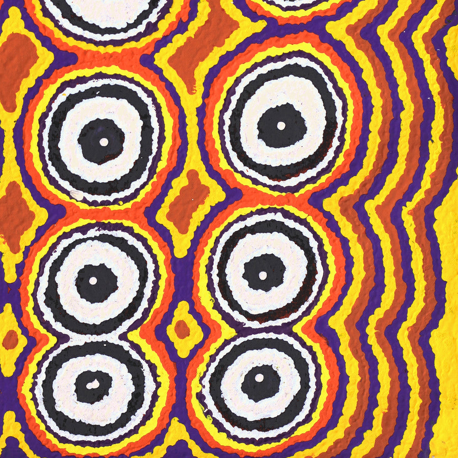 Aboriginal Artwork by Simone Nampijinpa Brown, Ngapa Jukurrpa (Water Dreaming) - Puyurru, 61x46cm