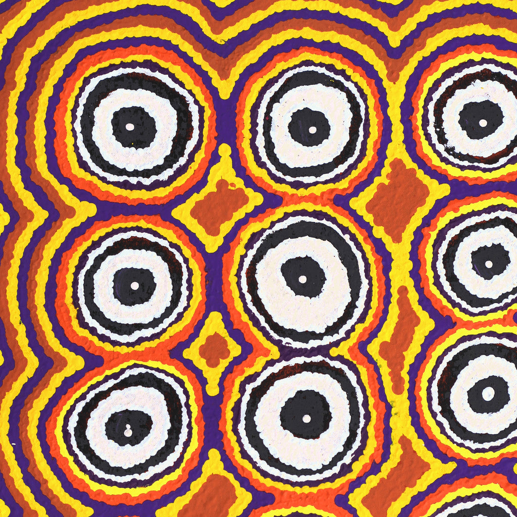 Aboriginal Artwork by Simone Nampijinpa Brown, Ngapa Jukurrpa (Water Dreaming) - Puyurru, 61x46cm