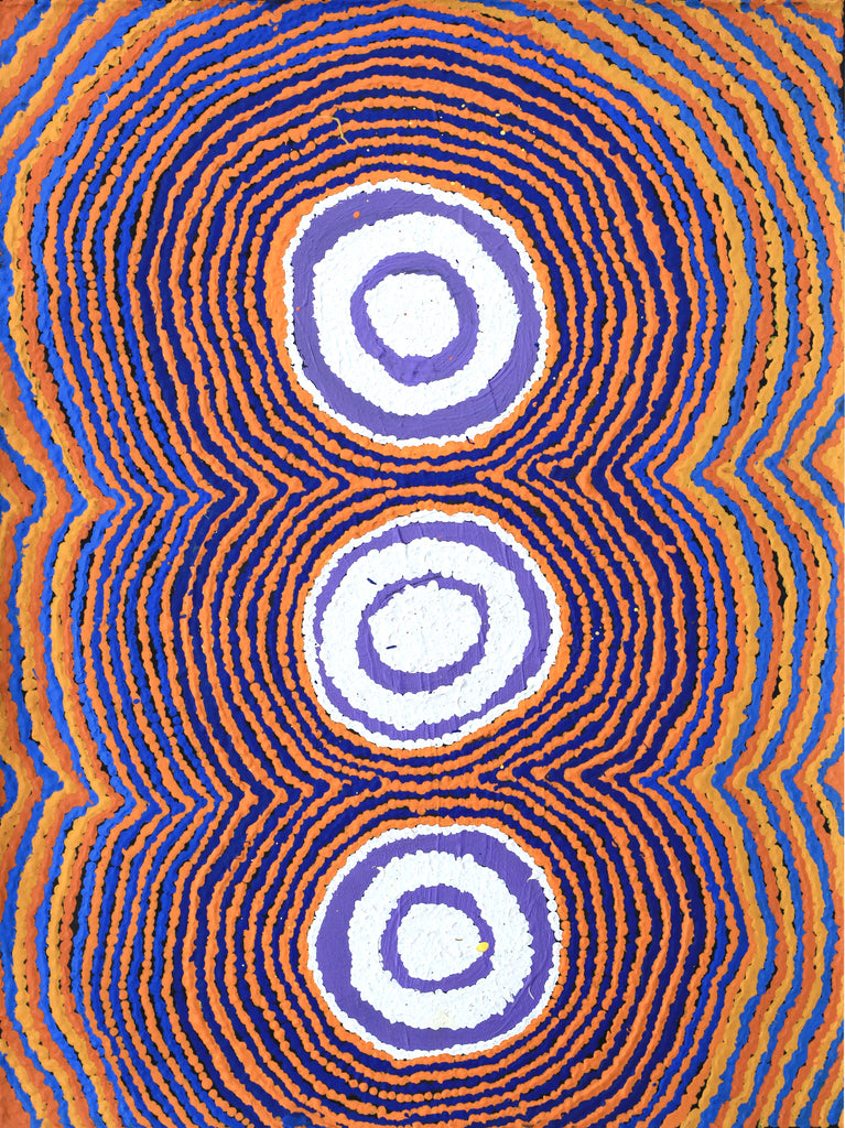 Aboriginal Artwork by Simone Nampijinpa Brown, Ngapa Jukurrpa (Water Dreaming) - Puyurru, 61x46cm