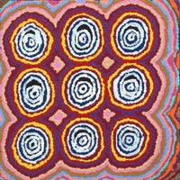 Aboriginal Artwork by Simone Nampijinpa Brown, Ngapa Jukurrpa (Water Dreaming) - Puyurru, 30x30cm