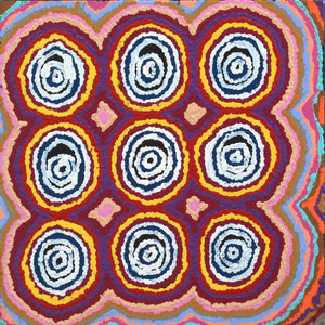 Aboriginal Artwork by Simone Nampijinpa Brown, Ngapa Jukurrpa (Water Dreaming)  -  Puyurru, 30x30cm - ART ARK®